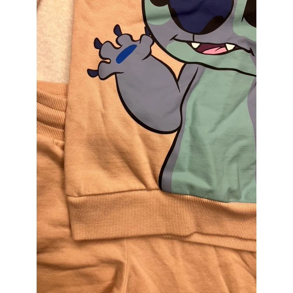 Disney Primark Stitch Kids Sweatshirt‎ and Joggers Set Peach Size 10-11 Years